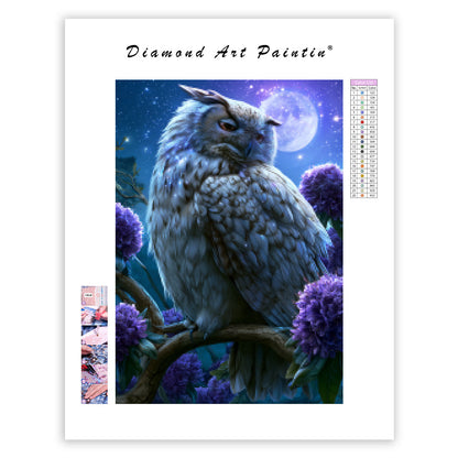 Starry Owl Branch - Diamond Painting