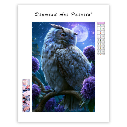 Starry Owl Branch - Diamond Painting