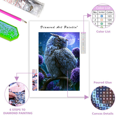 Starry Owl Branch - Diamond Painting