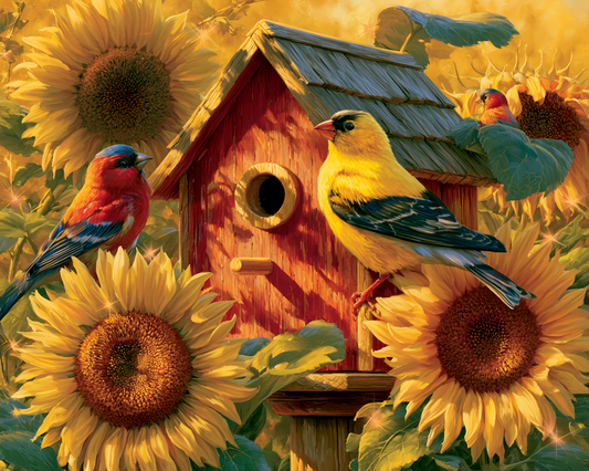 Sunflower Birdhouse - Diamond Painting