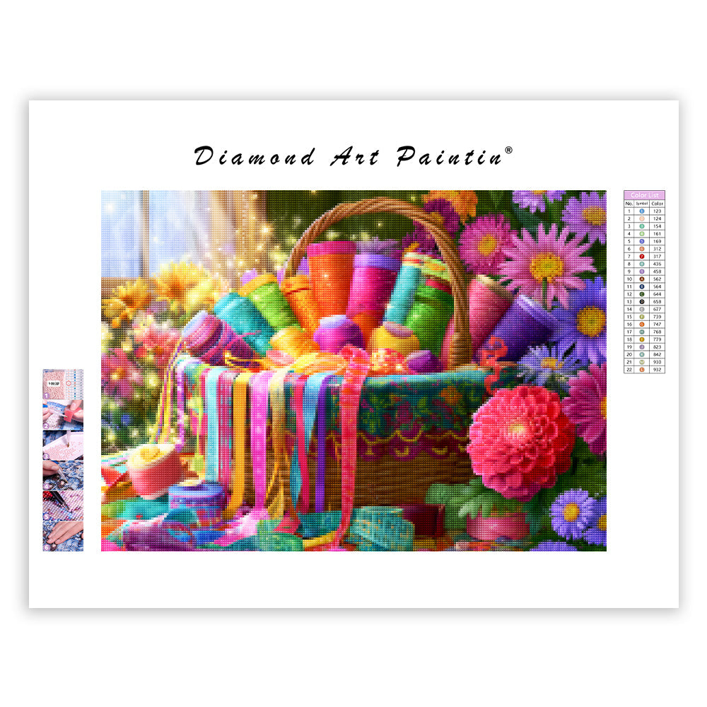 Sunlit Sewing Basket - Diamond Painting