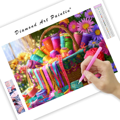 Sunlit Sewing Basket - Diamond Painting