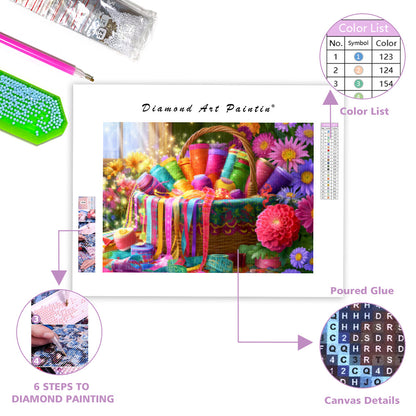 Sunlit Sewing Basket - Diamond Painting