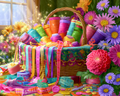 Sunlit Sewing Basket - Diamond Painting