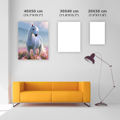 White Horse Bloom - Diamond Painting