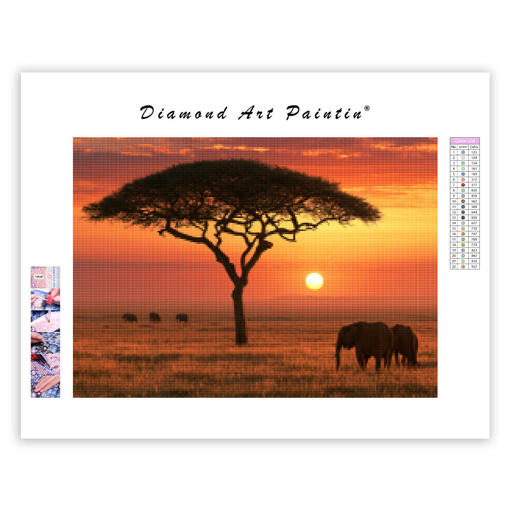African Savanna Sunset - Diamond Painting
