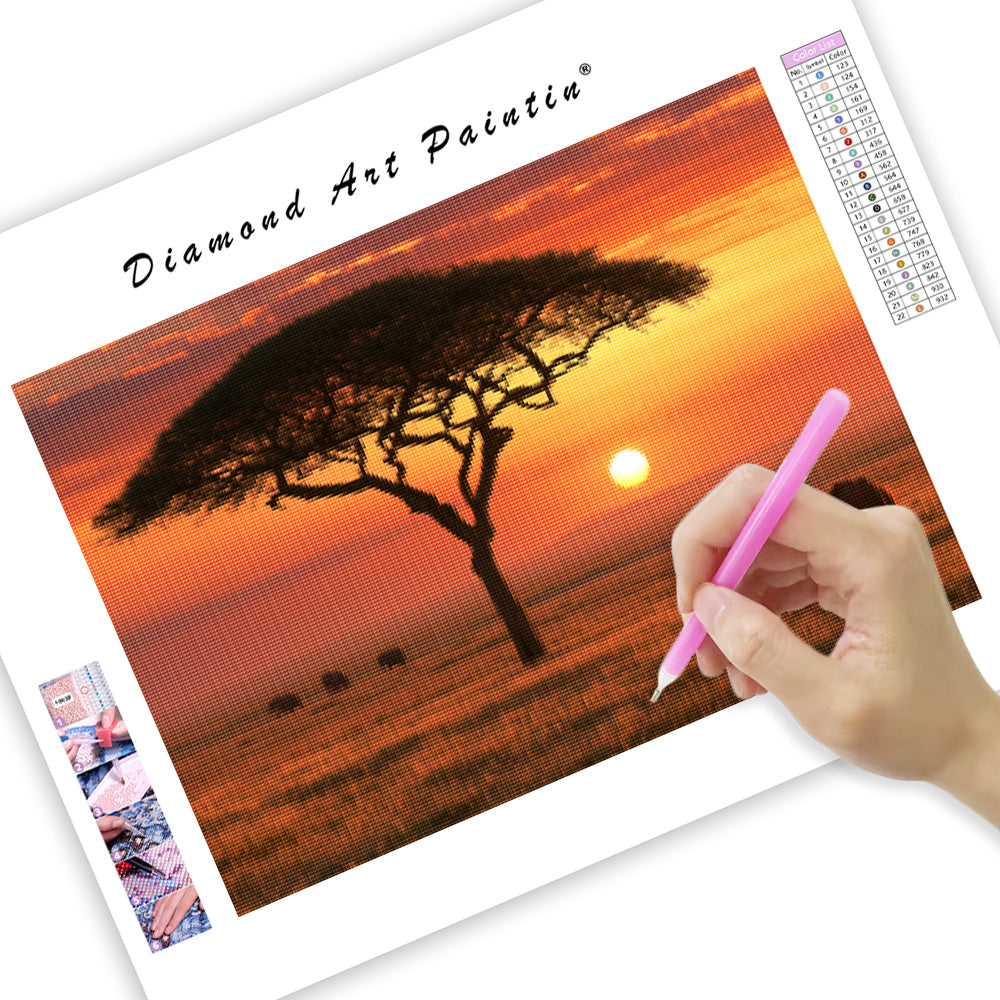 African Savanna Sunset - Diamond Painting