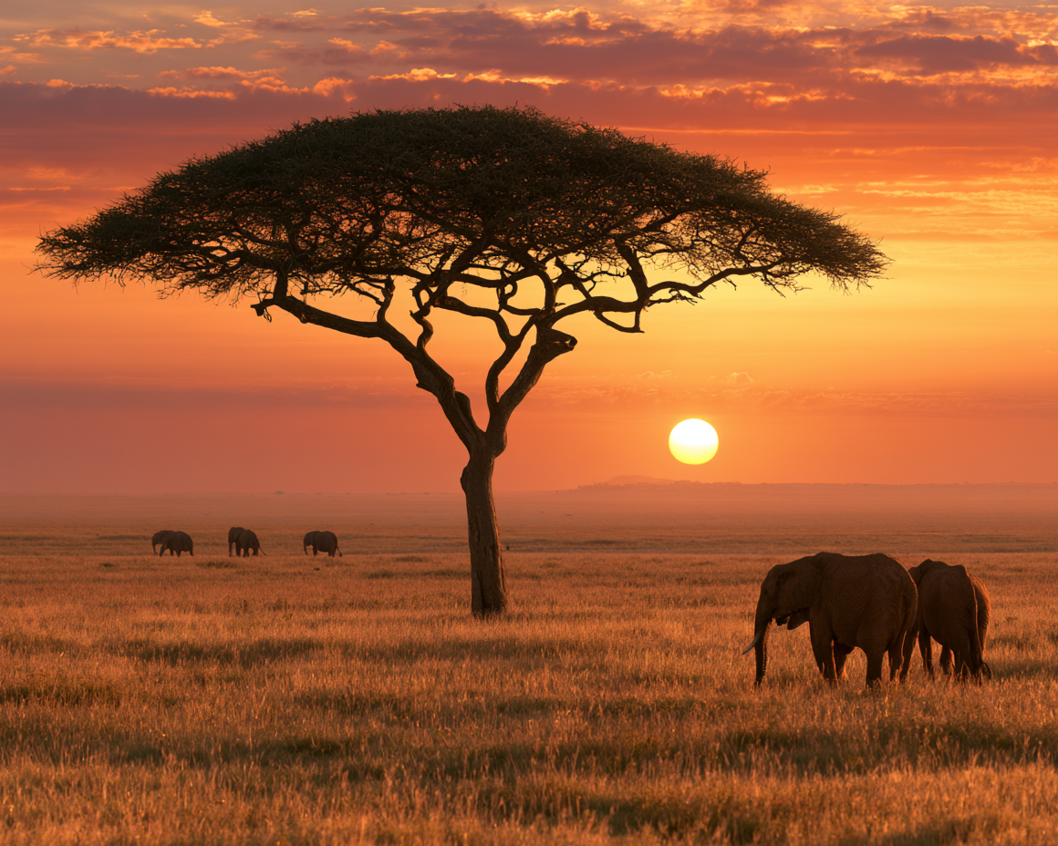 African Savanna Sunset - Diamond Painting