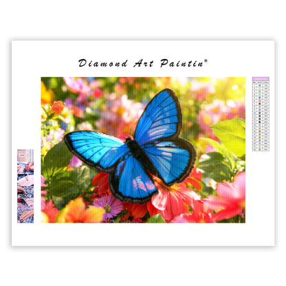 Blue Butterfly Flower - Diamond Painting