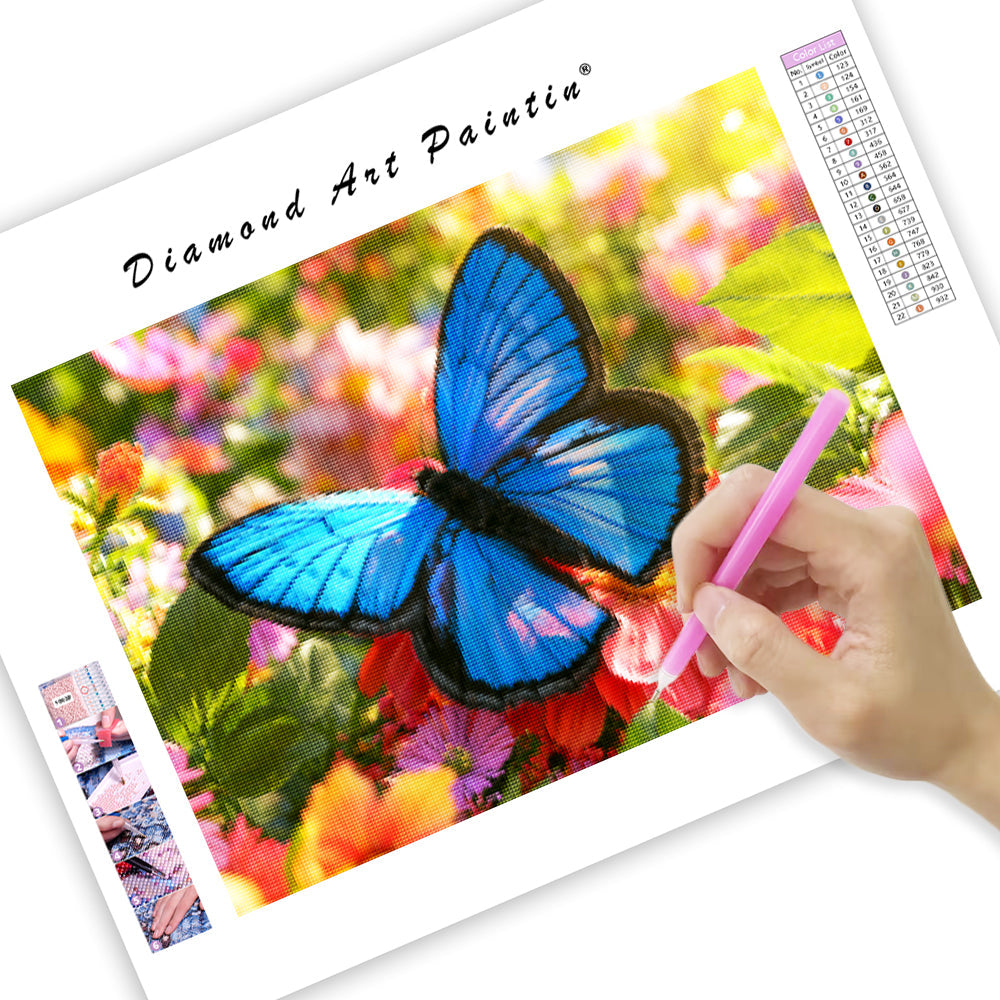 Blue Butterfly Flower - Diamond Painting