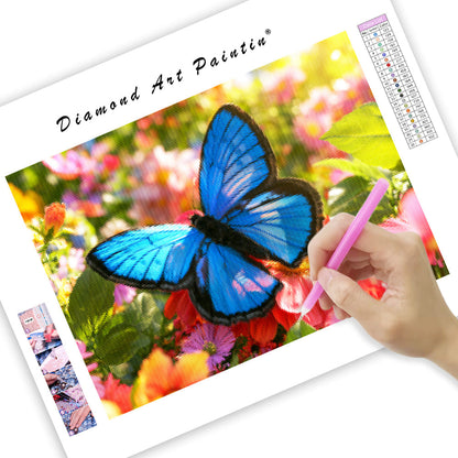 Blue Butterfly Flower - Diamond Painting