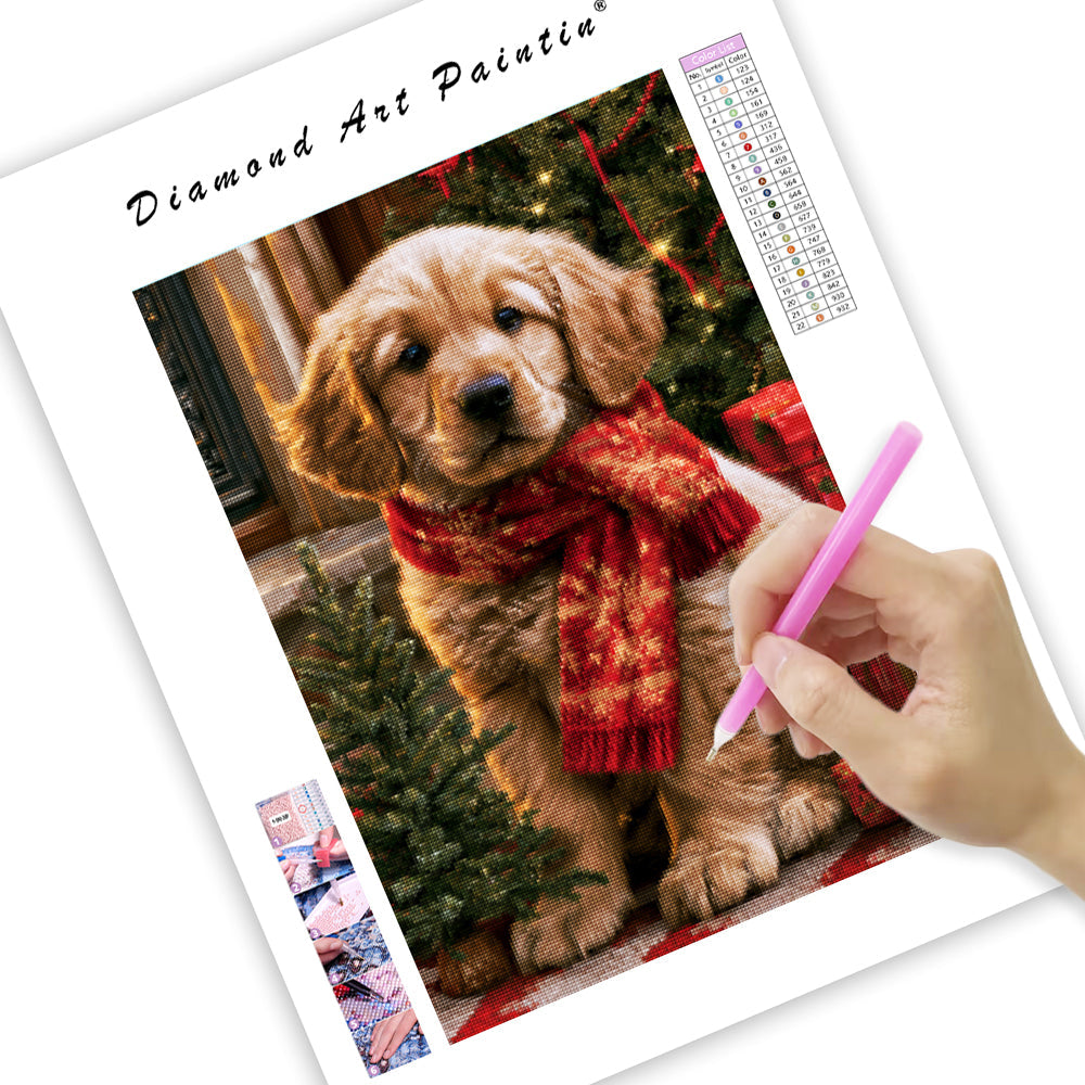 Christmas Puppy - Diamond Painting