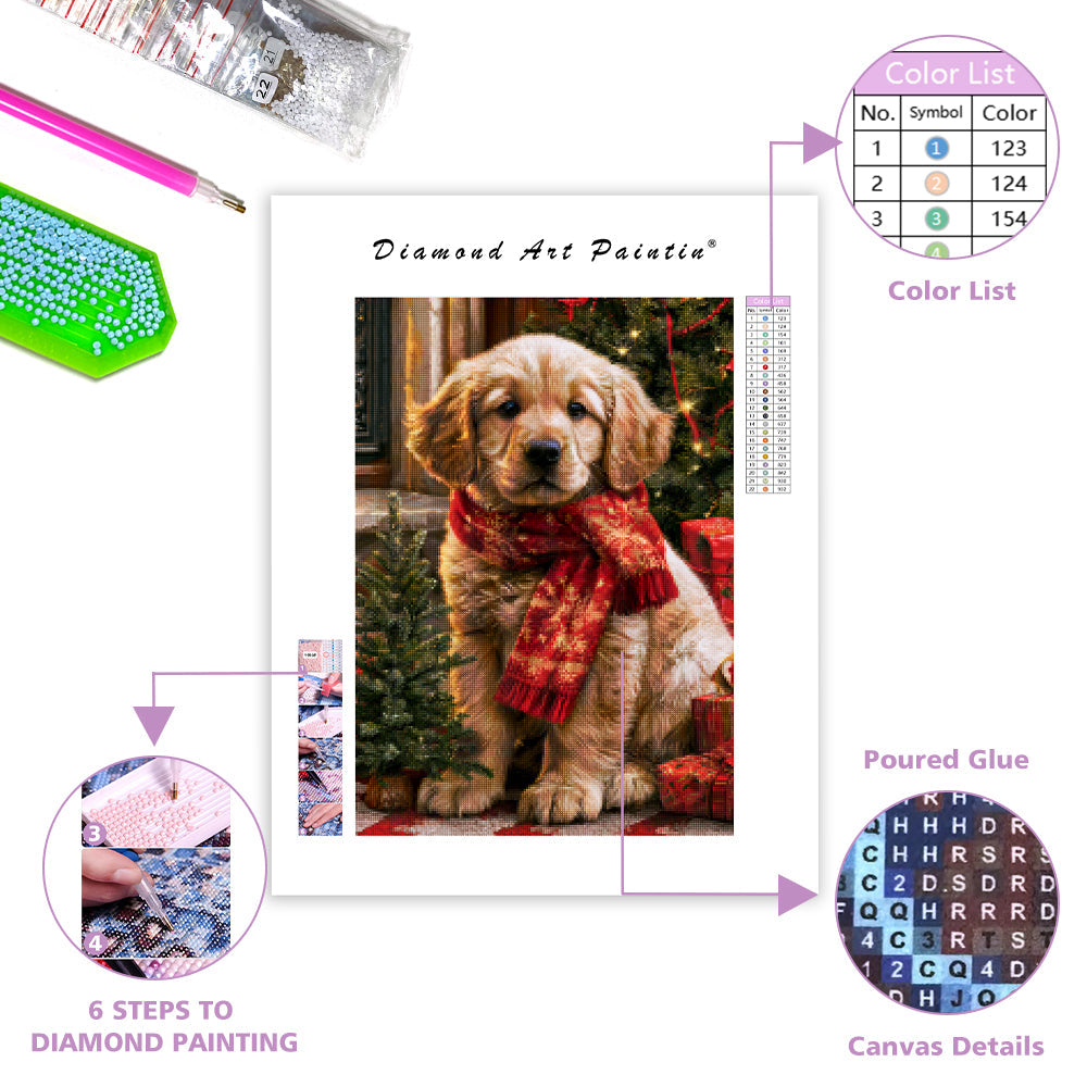 Christmas Puppy - Diamond Painting