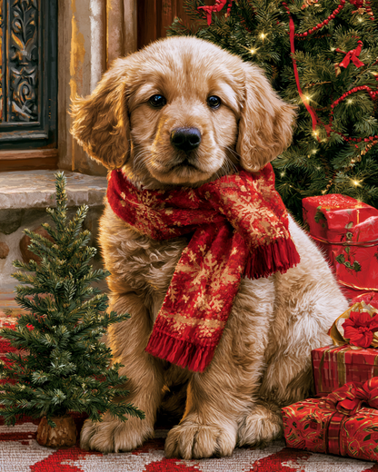 Christmas Puppy - Diamond Painting