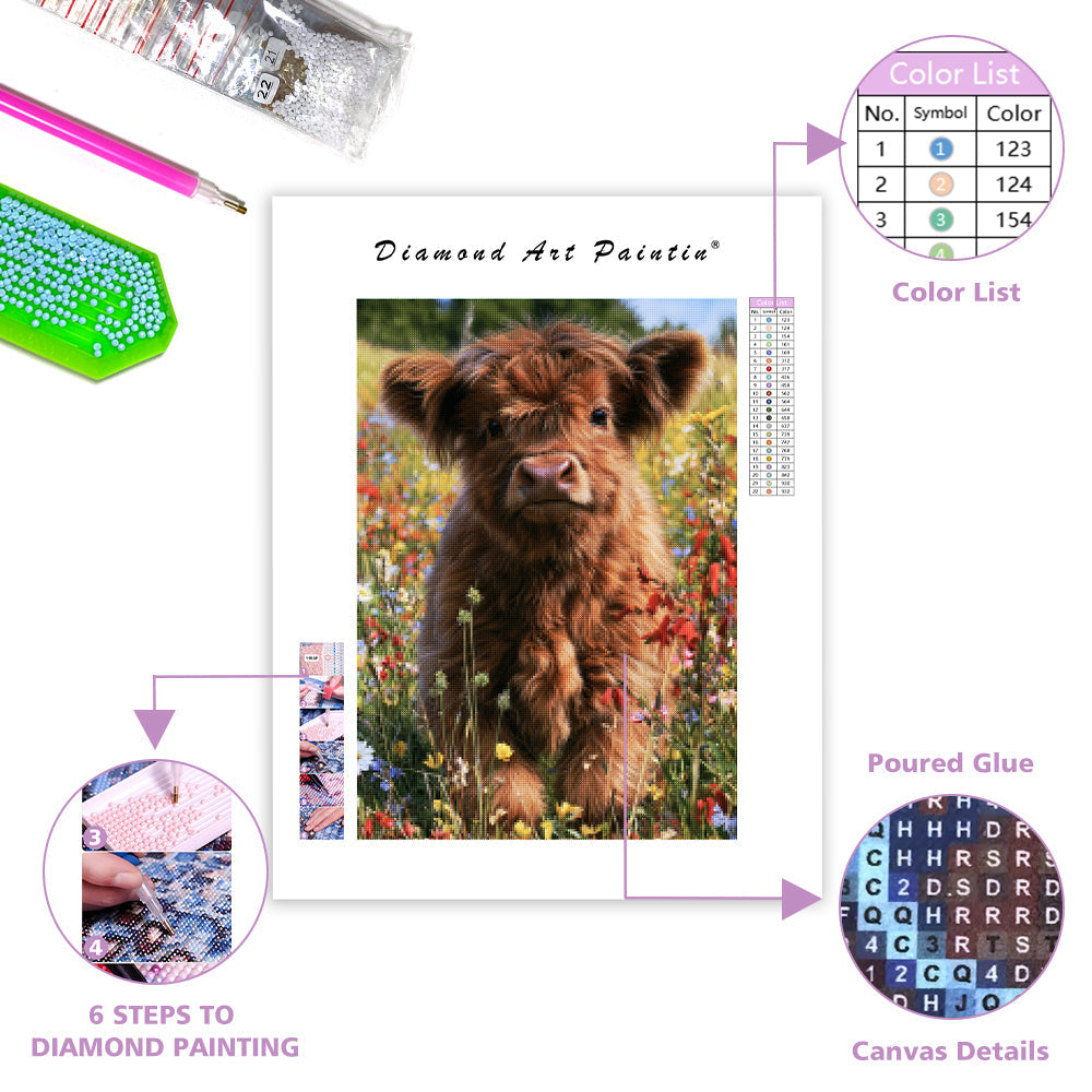 Cute Highland Cow - Diamond Painting