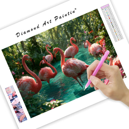 Flamingo Paradise - Diamond Painting