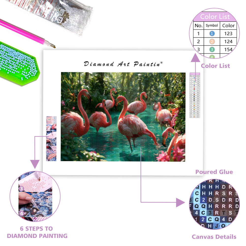 Flamingo Paradise - Diamond Painting