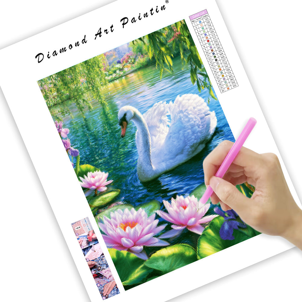 Floral Swan - Diamond Painting