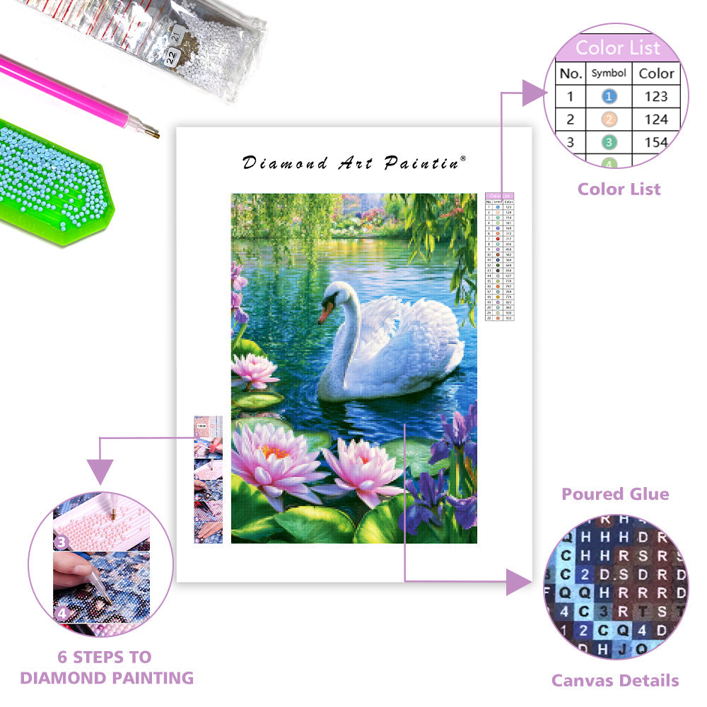 Floral Swan - Diamond Painting