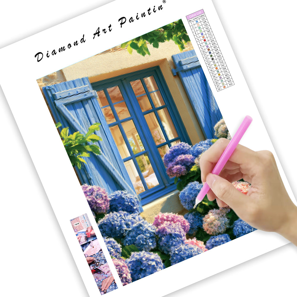 Hydrangea Window - Diamond Painting
