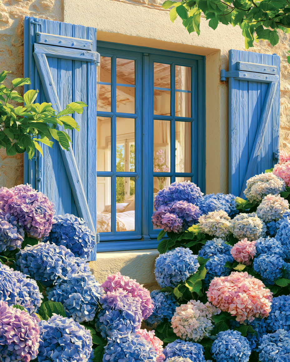 Hydrangea Window - Diamond Painting