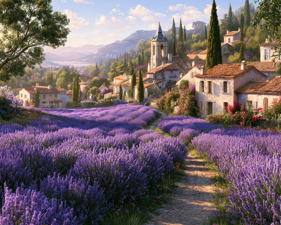 Lavender Village - Diamond Painting
