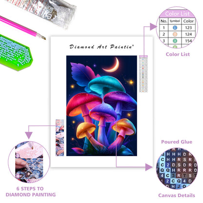 Midnight Mushrooms - Diamond Painting