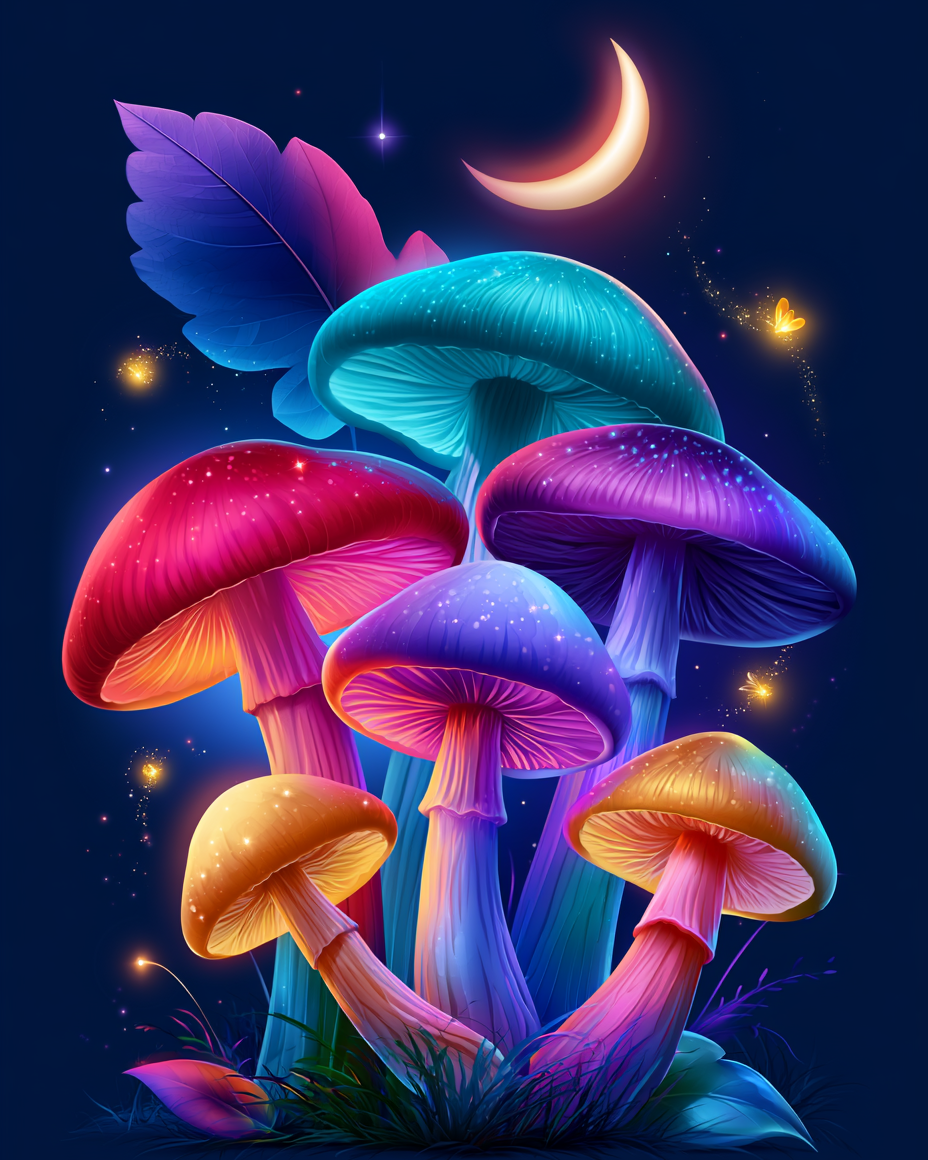 Midnight Mushrooms - Diamond Painting