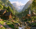 Mountain Village - Diamond Painting