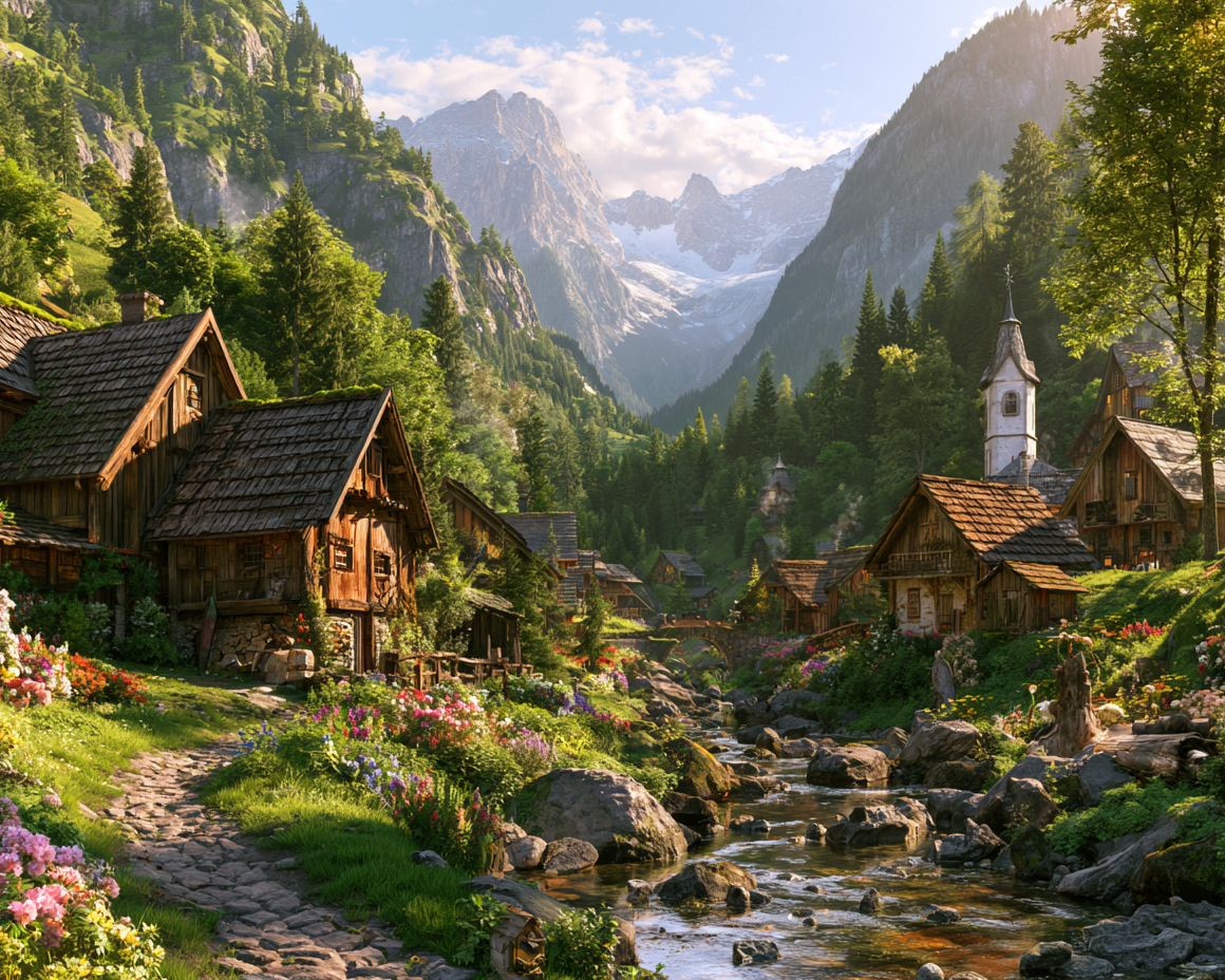 Mountain Village - Diamond Painting