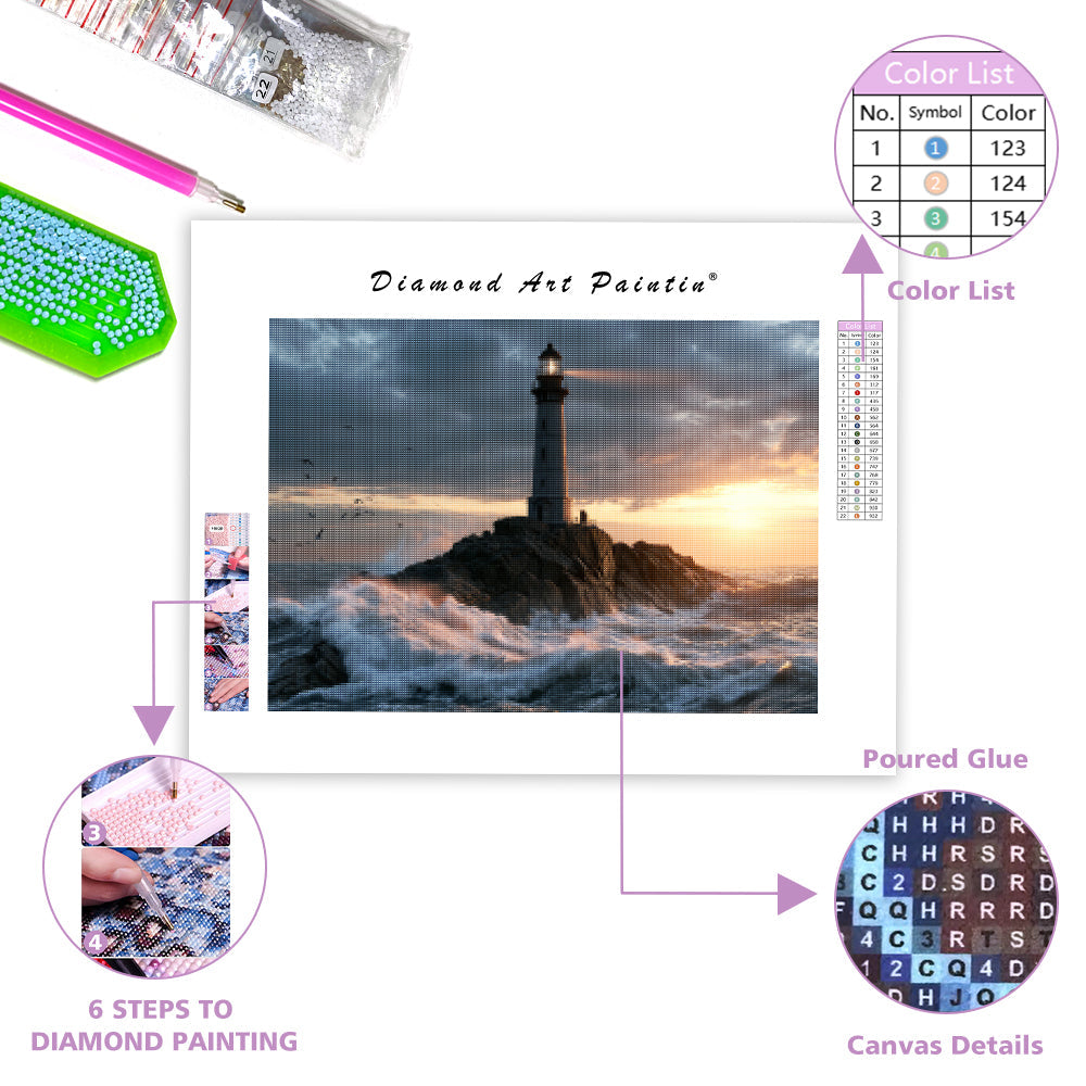 Ocean Cliff Lighthouse - Diamond Painting