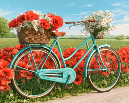 Poppy Bicycle - Diamond Painting