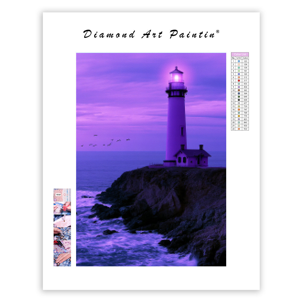 Purple Lighthouse - Diamond Painting