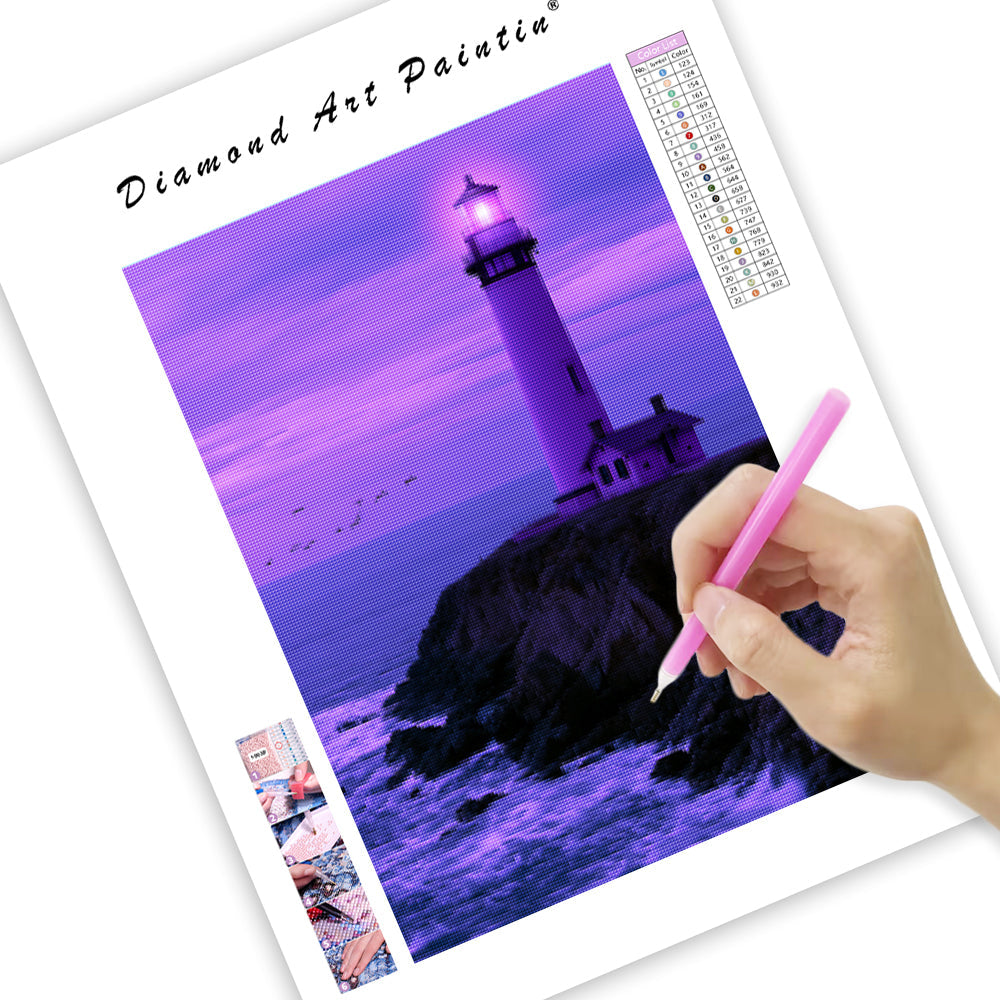 Purple Lighthouse - Diamond Painting