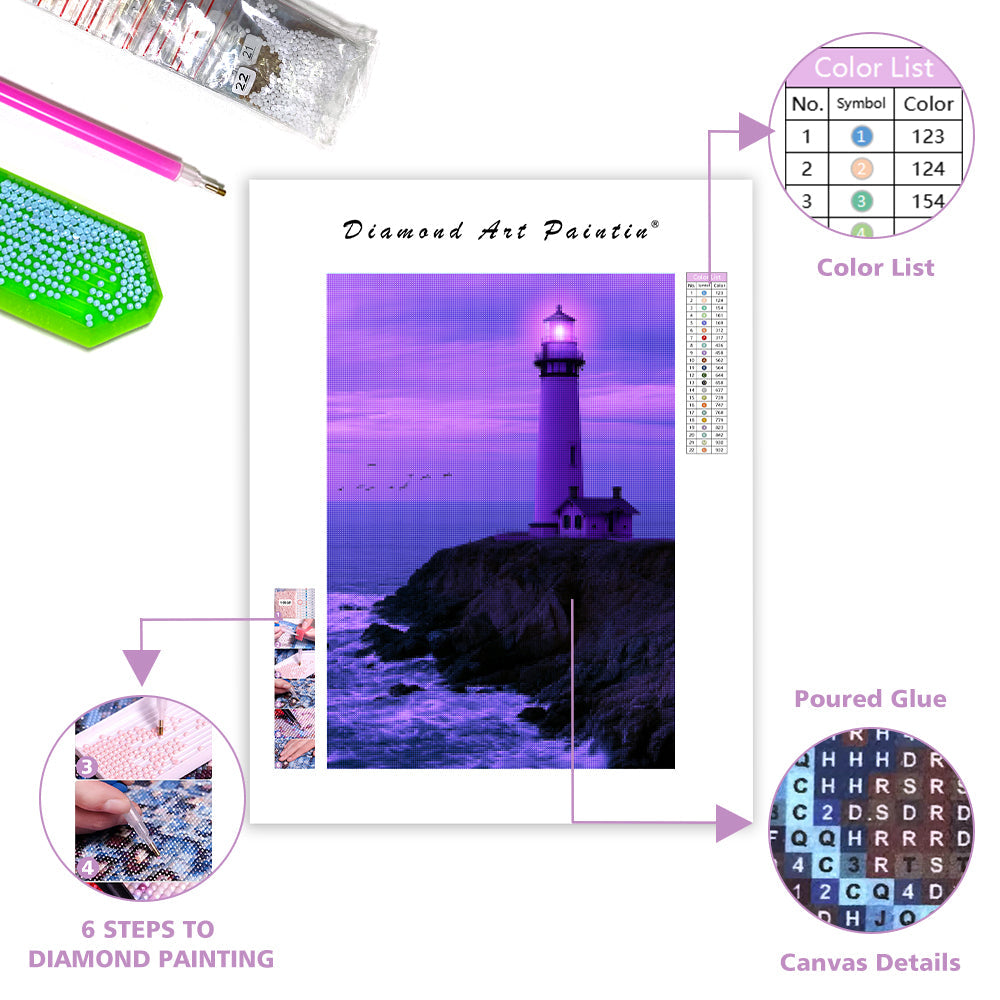 Purple Lighthouse - Diamond Painting