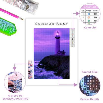 Purple Lighthouse - Diamond Painting
