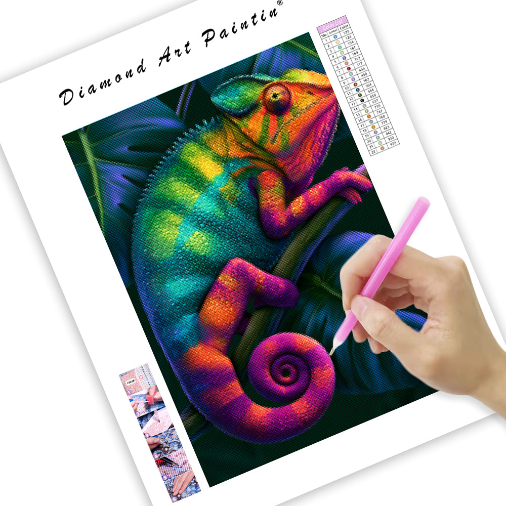 Rainbow Chameleon - Diamond Painting