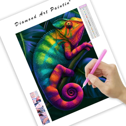 Rainbow Chameleon - Diamond Painting