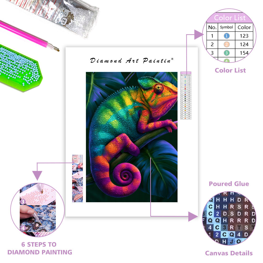 Rainbow Chameleon - Diamond Painting