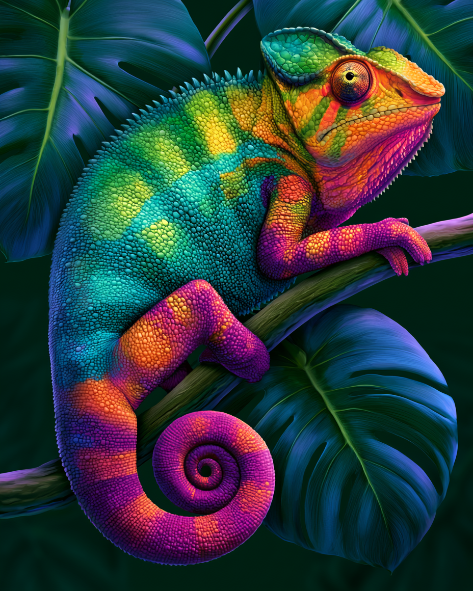 Rainbow Chameleon - Diamond Painting