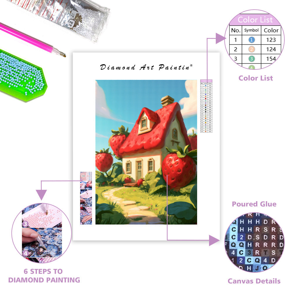 Strawberry Cottage - Diamond Painting