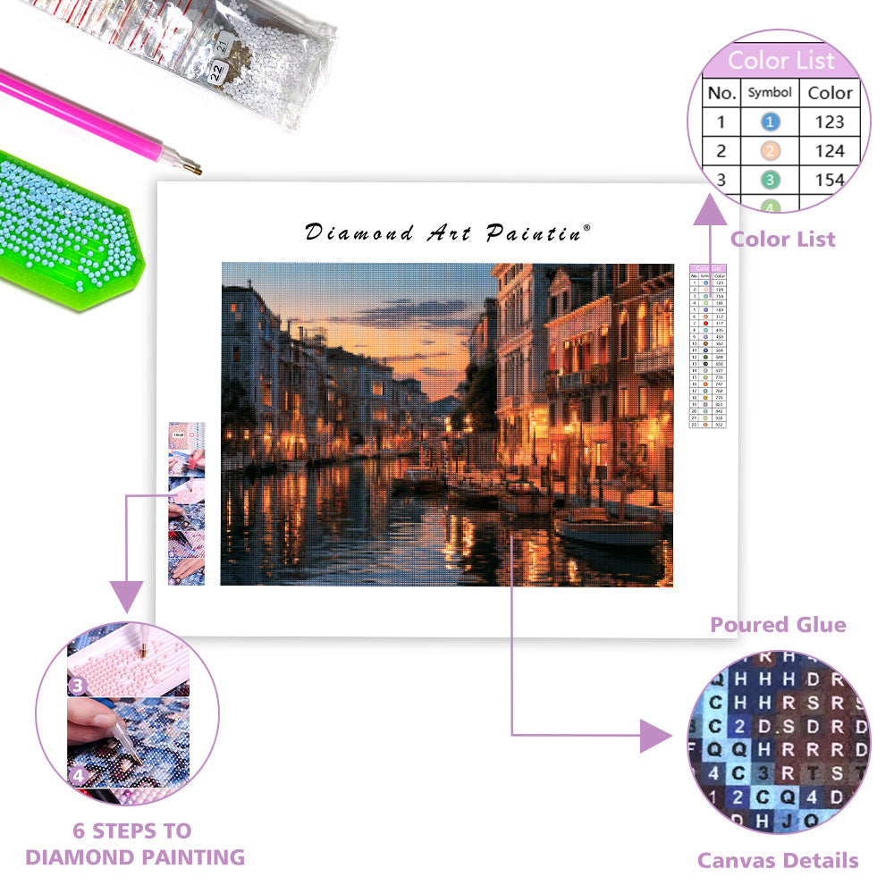Venice Canal Evening - Diamond Painting