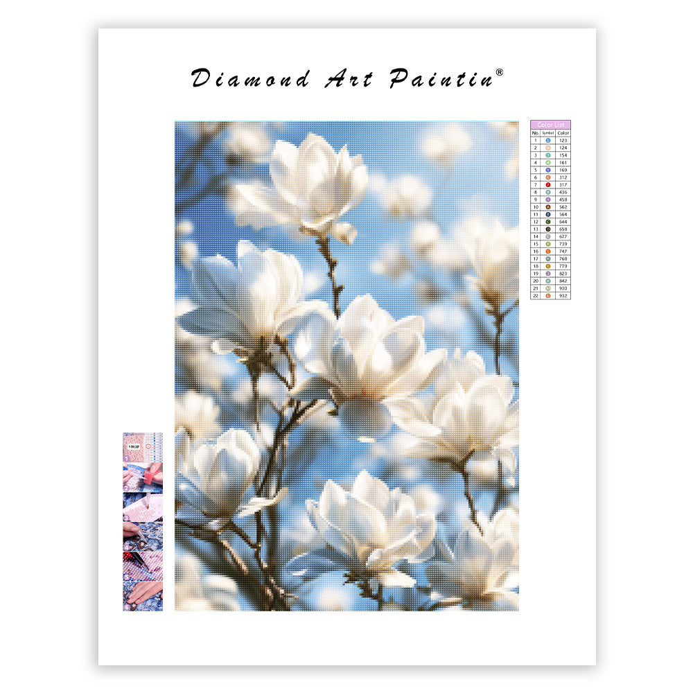 White Magnolia - Diamond Painting