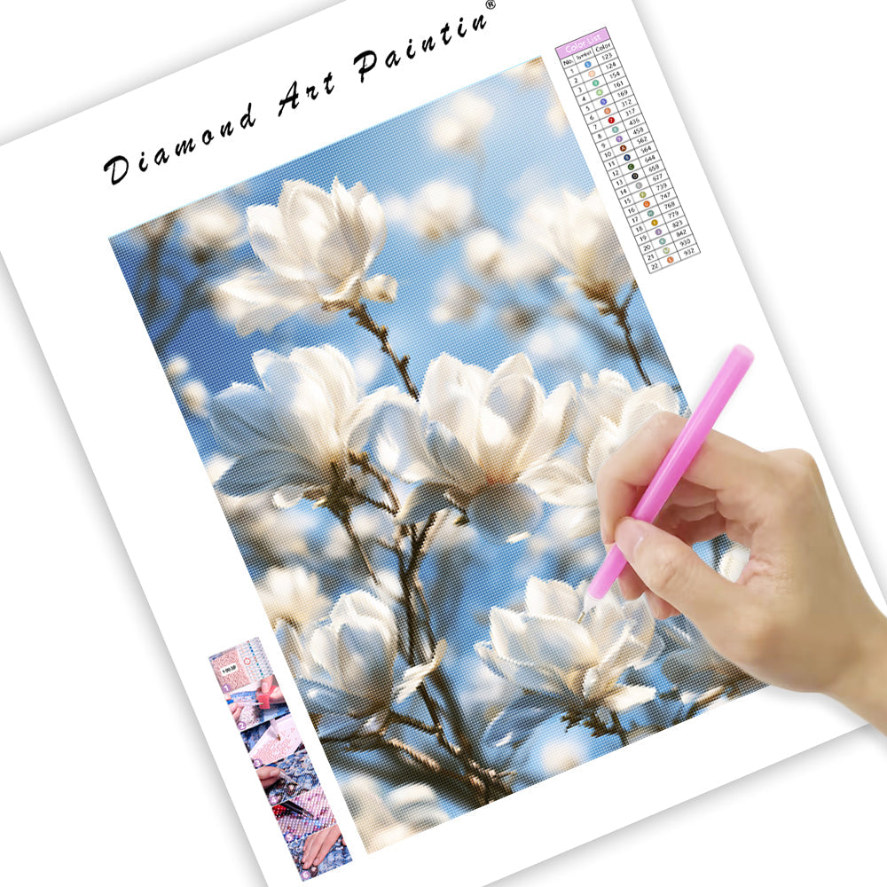 White Magnolia - Diamond Painting