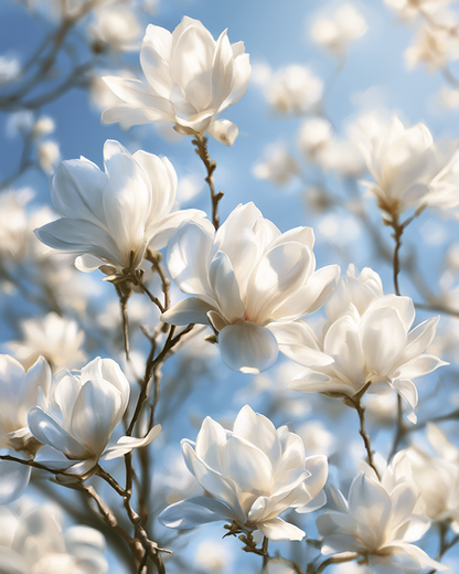 White Magnolia - Diamond Painting