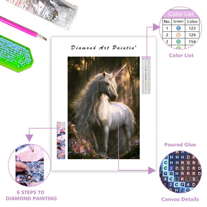 White Unicorn - Diamond Painting