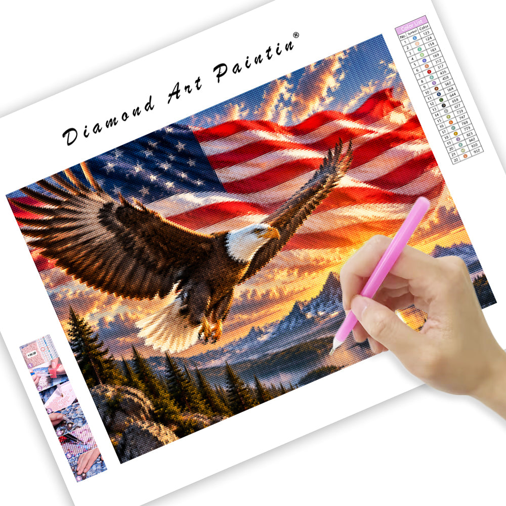An eagle soars - Diamond Painting