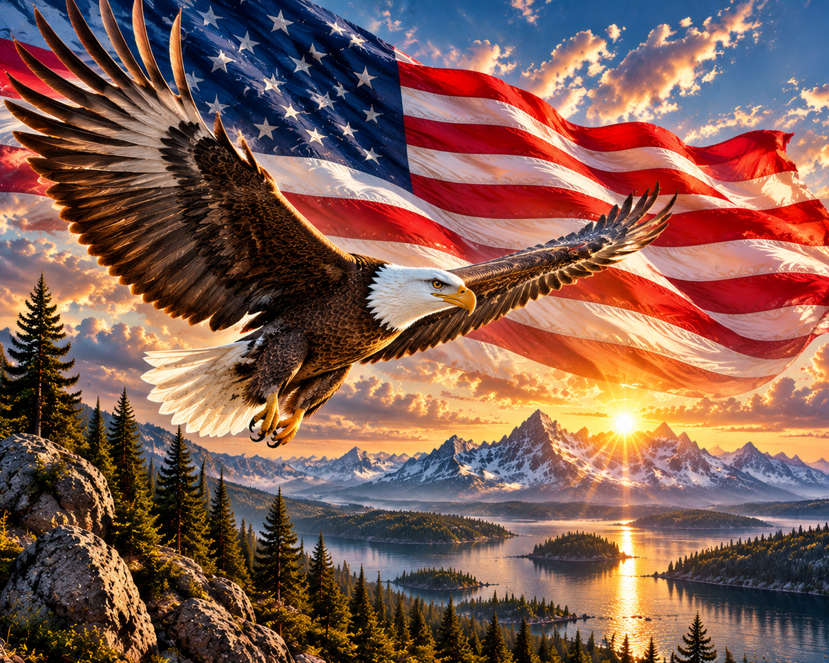 An eagle soars - Diamond Painting