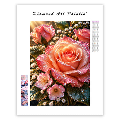 Dew-Kissed Rose - Diamond Painting