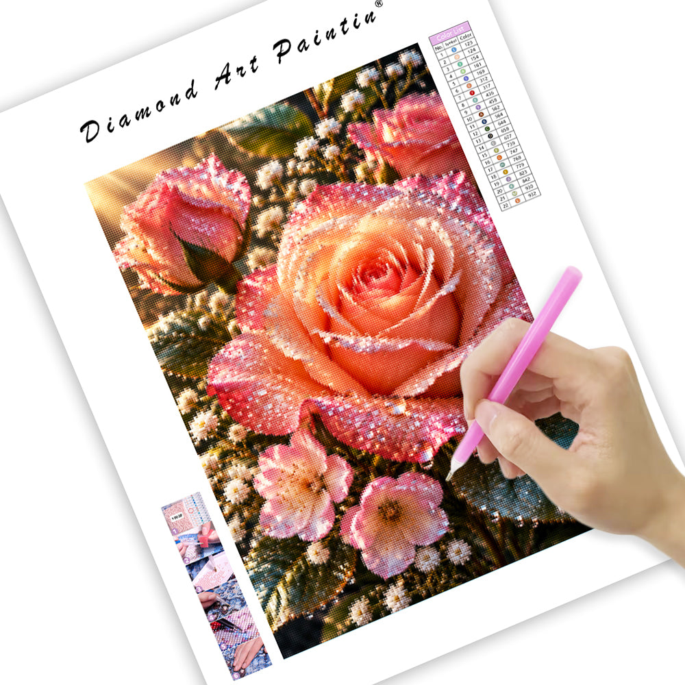 Dew-Kissed Rose - Diamond Painting